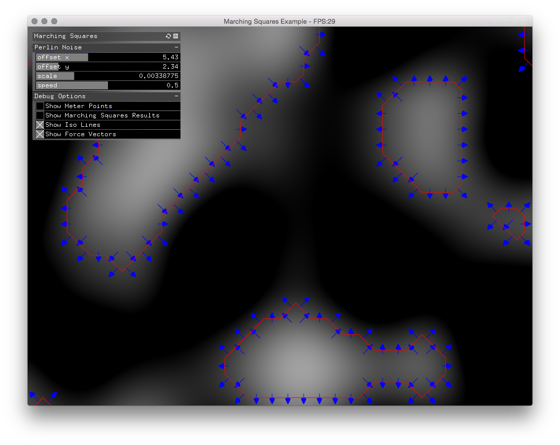 Screenshot of 'Marching Squares' example application